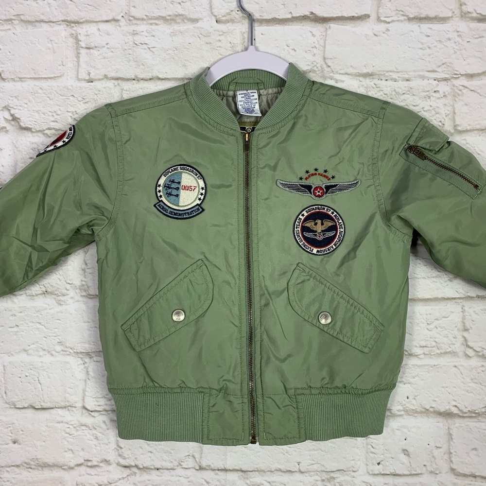 Gymboree Flying Hawks Aviator Olive Zip Up Jacket